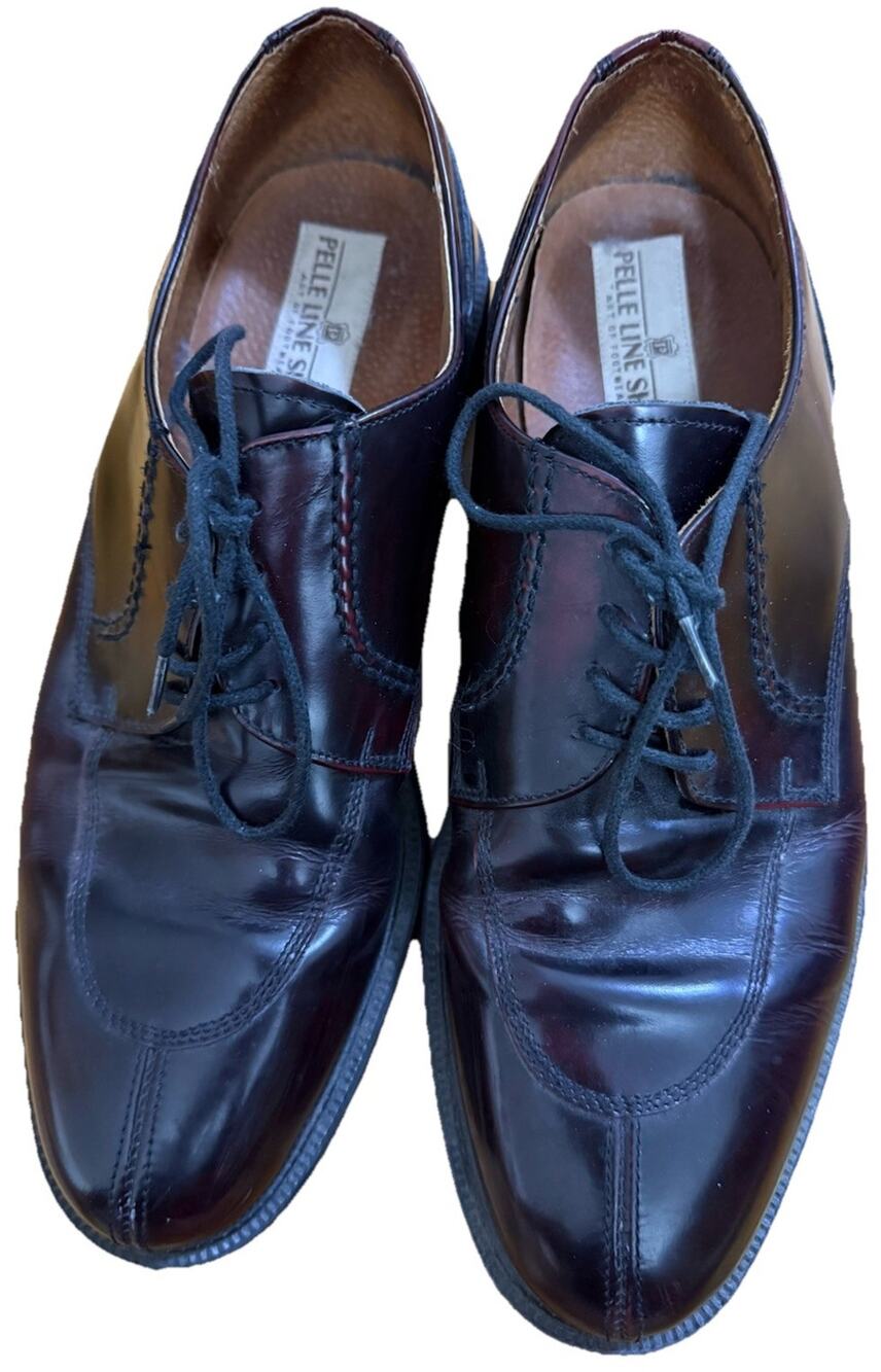 PELLE LINE Men’s Burgundy Oxford Tie Up Dress Shoes Made in Italy Size 10
